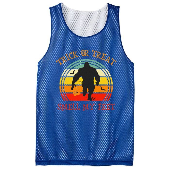 Trick Or Treat Smell Feet Bigfoot Halloween Funny Mesh Reversible Basketball Jersey Tank