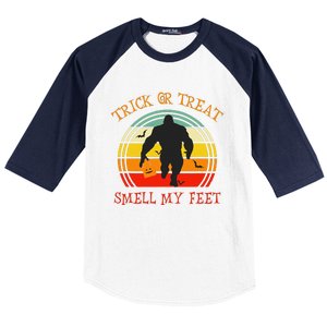 Trick Or Treat Smell Feet Bigfoot Halloween Funny Baseball Sleeve Shirt