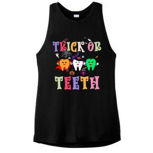 Trick Or Teeth Funny Dental Halloween Treat Dentist Gift Ladies PosiCharge Tri-Blend Wicking Tank