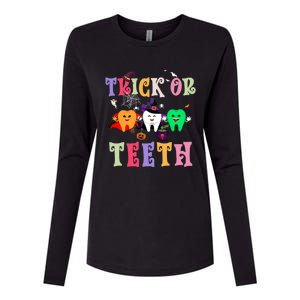 Trick Or Teeth Funny Dental Halloween Treat Dentist Gift Womens Cotton Relaxed Long Sleeve T-Shirt