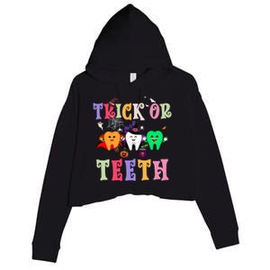 Trick Or Teeth Funny Dental Halloween Treat Dentist Gift Crop Fleece Hoodie