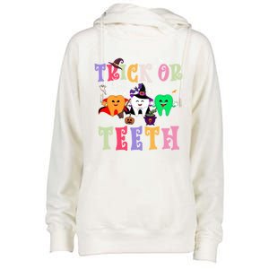 Trick Or Teeth Funny Dental Halloween Treat Dentist Gift Womens Funnel Neck Pullover Hood