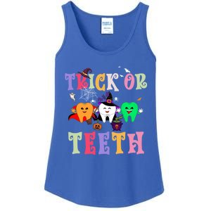 Trick Or Teeth Funny Dental Halloween Treat Dentist Gift Ladies Essential Tank