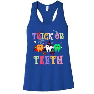 Trick Or Teeth Funny Dental Halloween Treat Dentist Gift Women's Racerback Tank