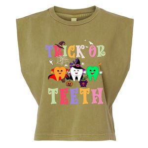 Trick Or Teeth Funny Dental Halloween Treat Dentist Gift Garment-Dyed Women's Muscle Tee