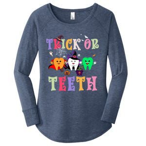 Trick Or Teeth Funny Dental Halloween Treat Dentist Gift Women's Perfect Tri Tunic Long Sleeve Shirt