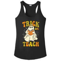 Trick Or Teach Groovy Halloween Retro Floral Ghost Teacher Ladies PosiCharge Competitor Racerback Tank