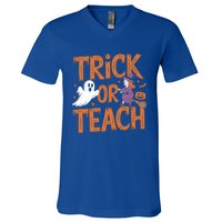 Trick Or Teach Halloween For Teachers Classroom Fun Witch Meaningful Gift V-Neck T-Shirt