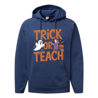 Trick Or Teach Halloween For Teachers Classroom Fun Witch Meaningful Gift Performance Fleece Hoodie