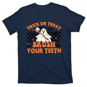 Trick Or Treat Brush Your Teeth Dental Halloween Ghosh Funny T-Shirt