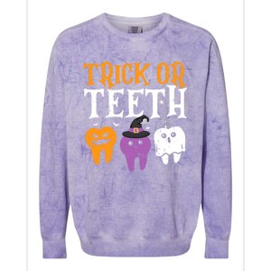 Trick Or Teeth Funny Dental Halloween Treat Dentist Gift Colorblast Crewneck Sweatshirt