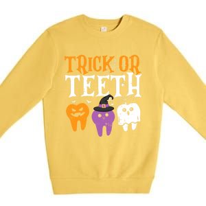 Trick Or Teeth Funny Dental Halloween Treat Dentist Gift Premium Crewneck Sweatshirt