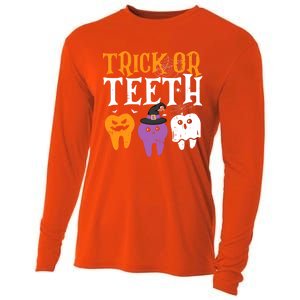 Trick Or Teeth Funny Dental Halloween Treat Dentist Gift Cooling Performance Long Sleeve Crew