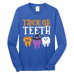 Trick Or Teeth Funny Dental Halloween Treat Dentist Gift Long Sleeve Shirt