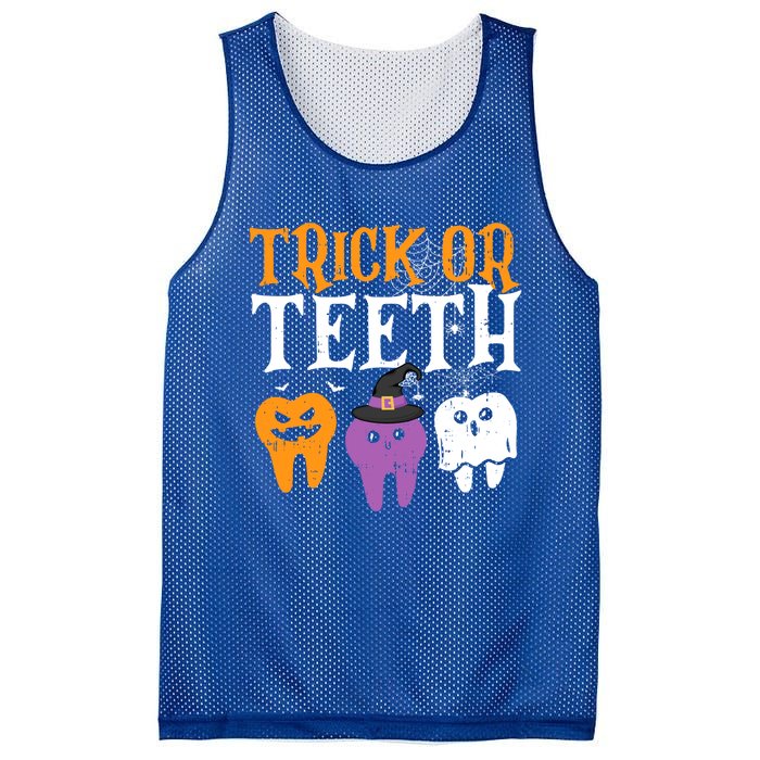 Trick Or Teeth Funny Dental Halloween Treat Dentist Gift Mesh Reversible Basketball Jersey Tank