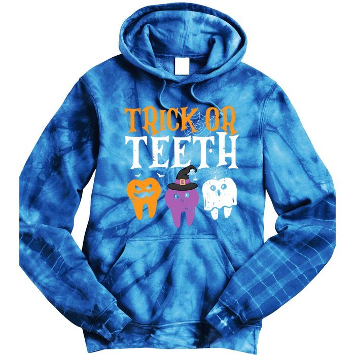 Trick Or Teeth Funny Dental Halloween Treat Dentist Gift Tie Dye Hoodie