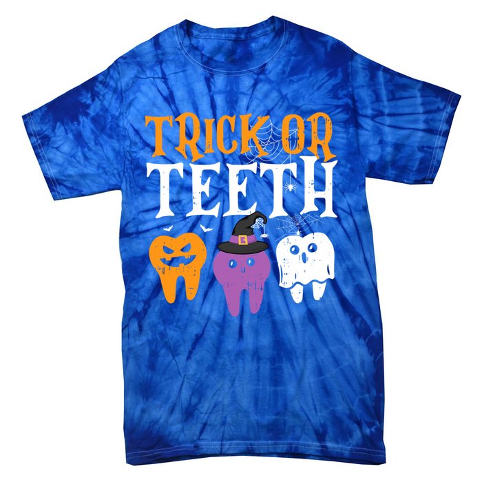 Trick Or Teeth Funny Dental Halloween Treat Dentist Gift Tie-Dye T-Shirt