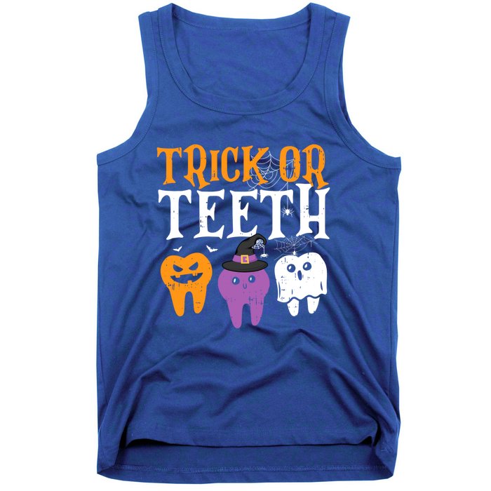 Trick Or Teeth Funny Dental Halloween Treat Dentist Gift Tank Top