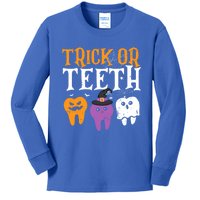 Trick Or Teeth Funny Dental Halloween Treat Dentist Gift Kids Long Sleeve Shirt