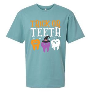 Trick Or Teeth Funny Dental Halloween Treat Dentist Gift Sueded Cloud Jersey T-Shirt