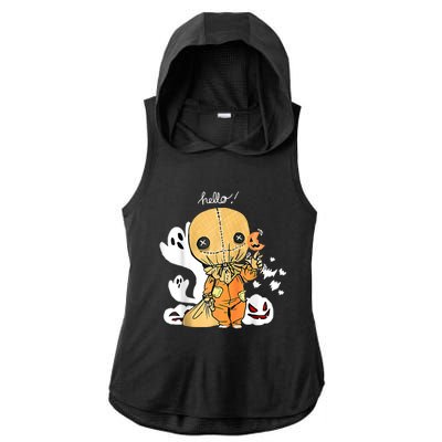 Trick Or Treat Funny Cute Sam Halloween 2022 Costume Ladies PosiCharge Tri-Blend Wicking Draft Hoodie Tank