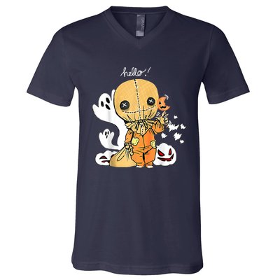 Trick Or Treat Funny Cute Sam Halloween 2022 Costume V-Neck T-Shirt