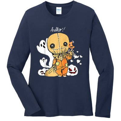 Trick Or Treat Funny Cute Sam Halloween 2022 Costume Ladies Long Sleeve Shirt