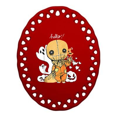 Trick Or Treat Funny Cute Sam Halloween 2022 Costume Ceramic Oval Ornament