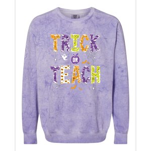 Trick Or Teach Retro Halloween Colorblast Crewneck Sweatshirt