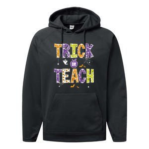 Trick Or Teach Retro Halloween Performance Fleece Hoodie