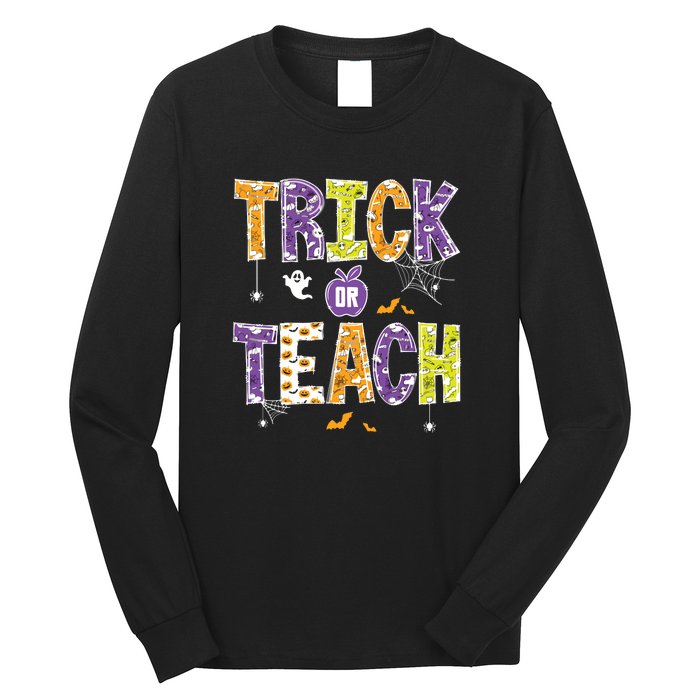 Trick Or Teach Retro Halloween Long Sleeve Shirt