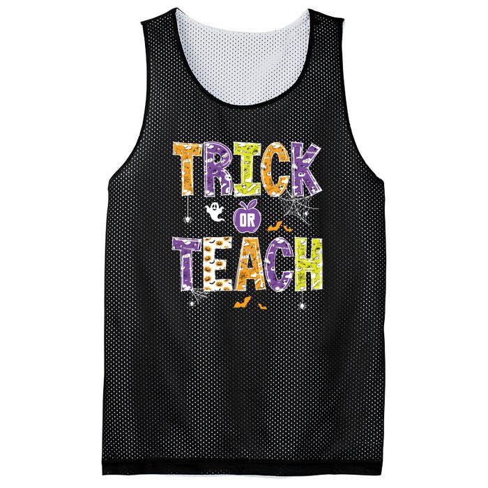 Trick Or Teach Retro Halloween Mesh Reversible Basketball Jersey Tank