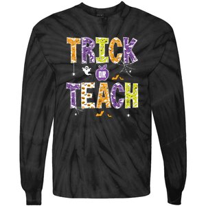 Trick Or Teach Retro Halloween Tie-Dye Long Sleeve Shirt