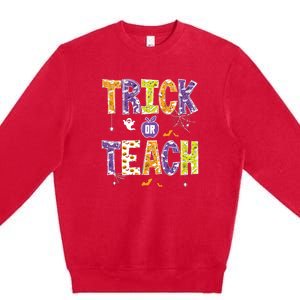 Trick Or Teach Retro Halloween Premium Crewneck Sweatshirt