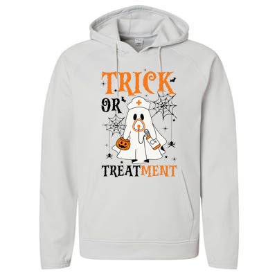 Trick Or Treatment Respiratory Therapist Nurse Halloween Performance Fleece Hoodie