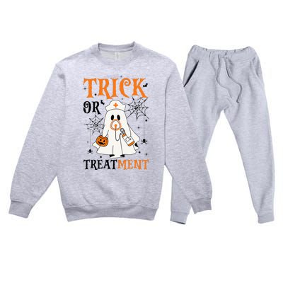 Trick Or Treatment Respiratory Therapist Nurse Halloween Premium Crewneck Sweatsuit Set