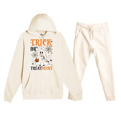 Trick Or Treatment Respiratory Therapist Nurse Halloween Premium Hooded Sweatsuit Set