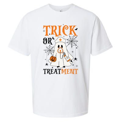 Trick Or Treatment Respiratory Therapist Nurse Halloween Sueded Cloud Jersey T-Shirt