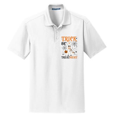 Trick Or Treatment Respiratory Therapist Nurse Halloween Dry Zone Grid Polo