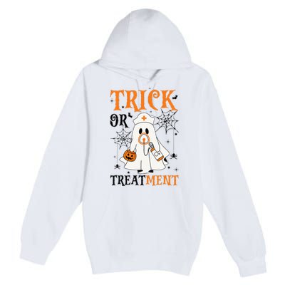 Trick Or Treatment Respiratory Therapist Nurse Halloween Premium Pullover Hoodie