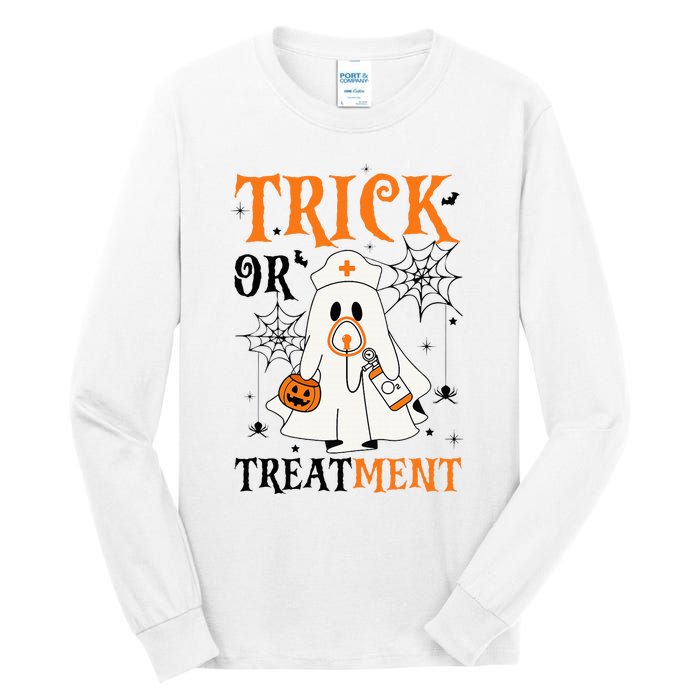 Trick Or Treatment Respiratory Therapist Nurse Halloween Tall Long Sleeve T-Shirt