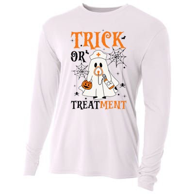 Trick Or Treatment Respiratory Therapist Nurse Halloween Cooling Performance Long Sleeve Crew