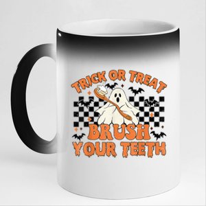 Trick Or Treat Brush Your Teeth Halloween Costume Spooky Gift 11oz Black Color Changing Mug