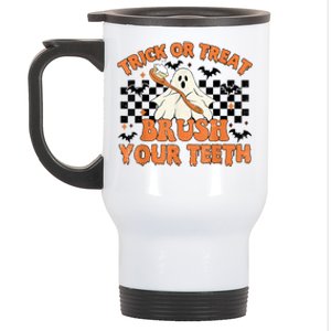 Trick Or Treat Brush Your Teeth Halloween Costume Spooky Gift Stainless Steel Travel Mug