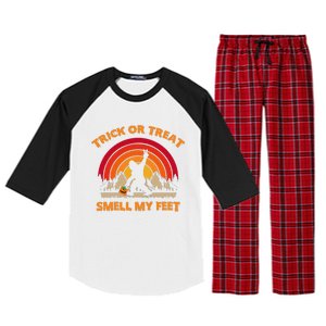 Trick Or Treat Smell My Feet Bigfoot Halloween Funny Raglan Sleeve Pajama Set