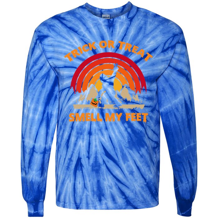 Trick Or Treat Smell My Feet Bigfoot Halloween Funny Tie-Dye Long Sleeve Shirt