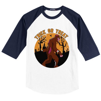 Trick Or Treat Last Minute Bigfoot Halloween Costume Gift Baseball Sleeve Shirt