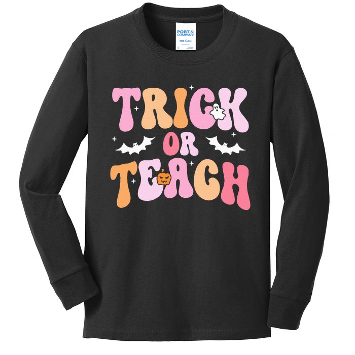 Trick Or Teach Halloween Teacher Teacher Life Kids Long Sleeve Shirt