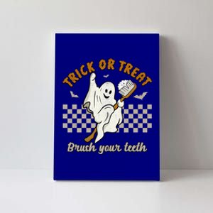 Trick Or Treat Brush Your Teeth Halloween Cute Ghost Dentist Gift Canvas