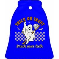 Trick Or Treat Brush Your Teeth Halloween Cute Ghost Dentist Gift Ceramic Bell Ornament